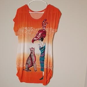Vibrant Orange Graphic T-Shirt